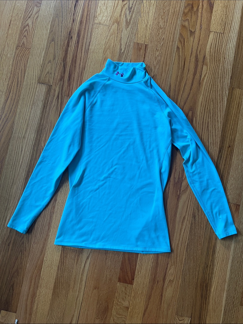 Under Armour Aqua/Turquoise Long Sleeve Mock Neck Performance Top
